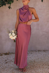 Jillian - Satin Top and Skirt Set