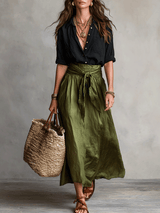 Iris - Elegant Boho Satin Skirt Set