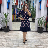 Linna - Pleated Polka Dot Midi Dress