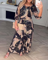Vierra - Flowing Printed Chiffon Maxi Dress