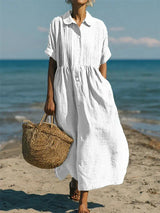 Wendy - Cotton Button Shirt Dress