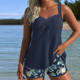 Rochel - Striped Two-Piece Tankini Set with Shorts