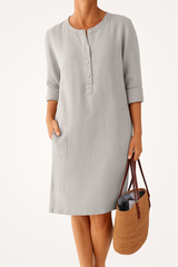 Luna - Long-Sleeved Linen Dress