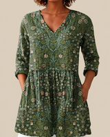 Ada - Long Blouse with Bold Pattern
