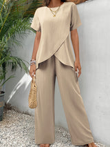 Abby - Elegant Comfort Two Piece Relaxed Wide Leg Set