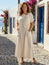Louise - Round Neck Short Sleeve Pocket Maxi Dress