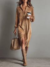 Maliah - Corduroy Midi Dress