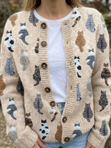 Ashy - Relaxed Cat Print Cardigan