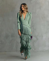 Charo - Elegant Dress with Fringe Sleeves