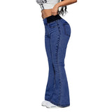Alexandra - High Waisted Flare Stretch Denim Pants