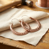 Katharine - Hammered Crescent Copper Earrings