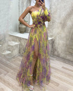 Olive - Asymmetrical One Sleeve Split Dress