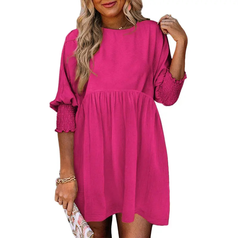 Luna - Casual Loose Fit Short Sleeve Mini Dress