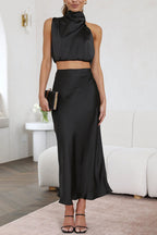 Jillian - Satin Top and Skirt Set