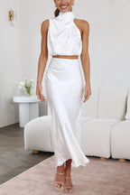 Jillian - Satin Top and Skirt Set