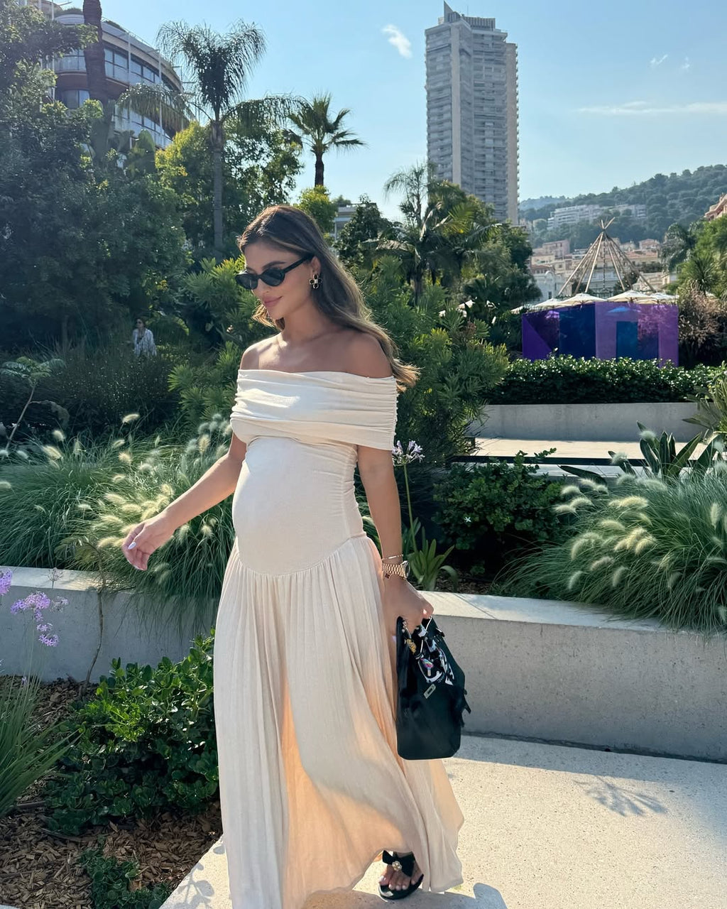 Therese - Pleated Maternity Maxi Dress