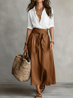 Iris - Elegant Boho Satin Skirt Set