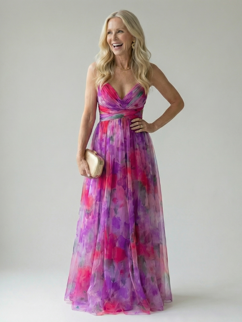 Izel watercolor floral maxi dress in rose