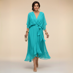 Nica - Elegant V-Neck Chiffon Dress