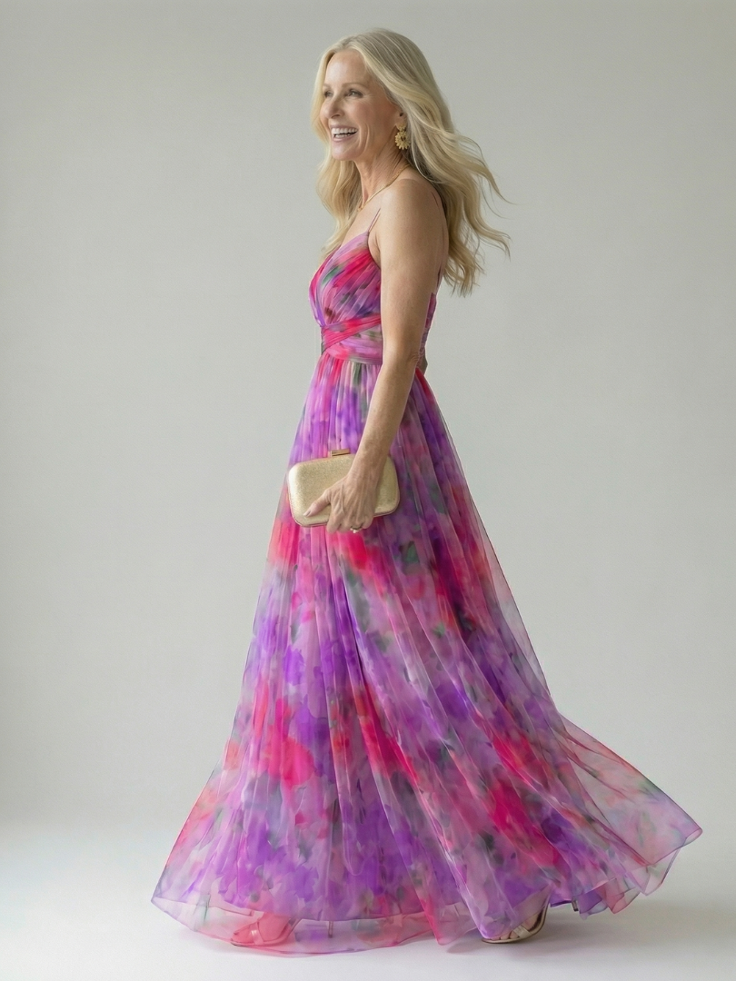 Izel maxi dress in rose, front view