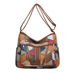 Carly - Geometric Patchwork Vegan Leather Handbag