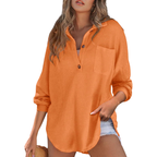 Saira - Casual Lightweight V-neck Tunic Blouse