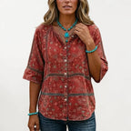 Fellie - Vintage Ethnic Print Blouse