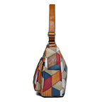 Carly - Geometric Patchwork Vegan Leather Handbag