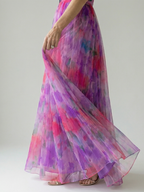Izel maxi dress in rose, flowing skirt