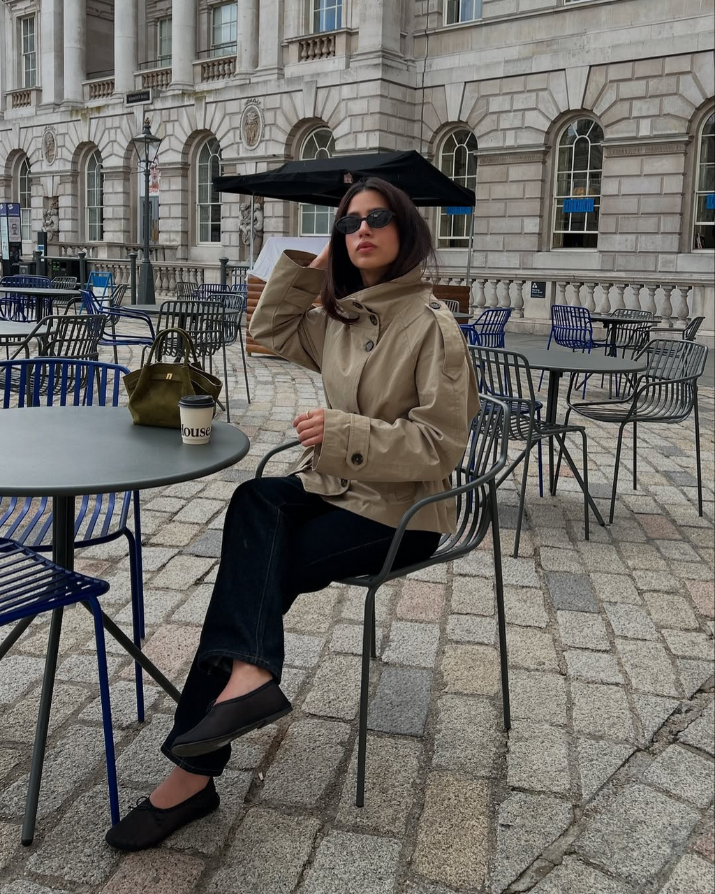 Alzea - Cropped Trench Coat with Belt