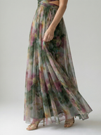 Izel maxi dress in green, front view