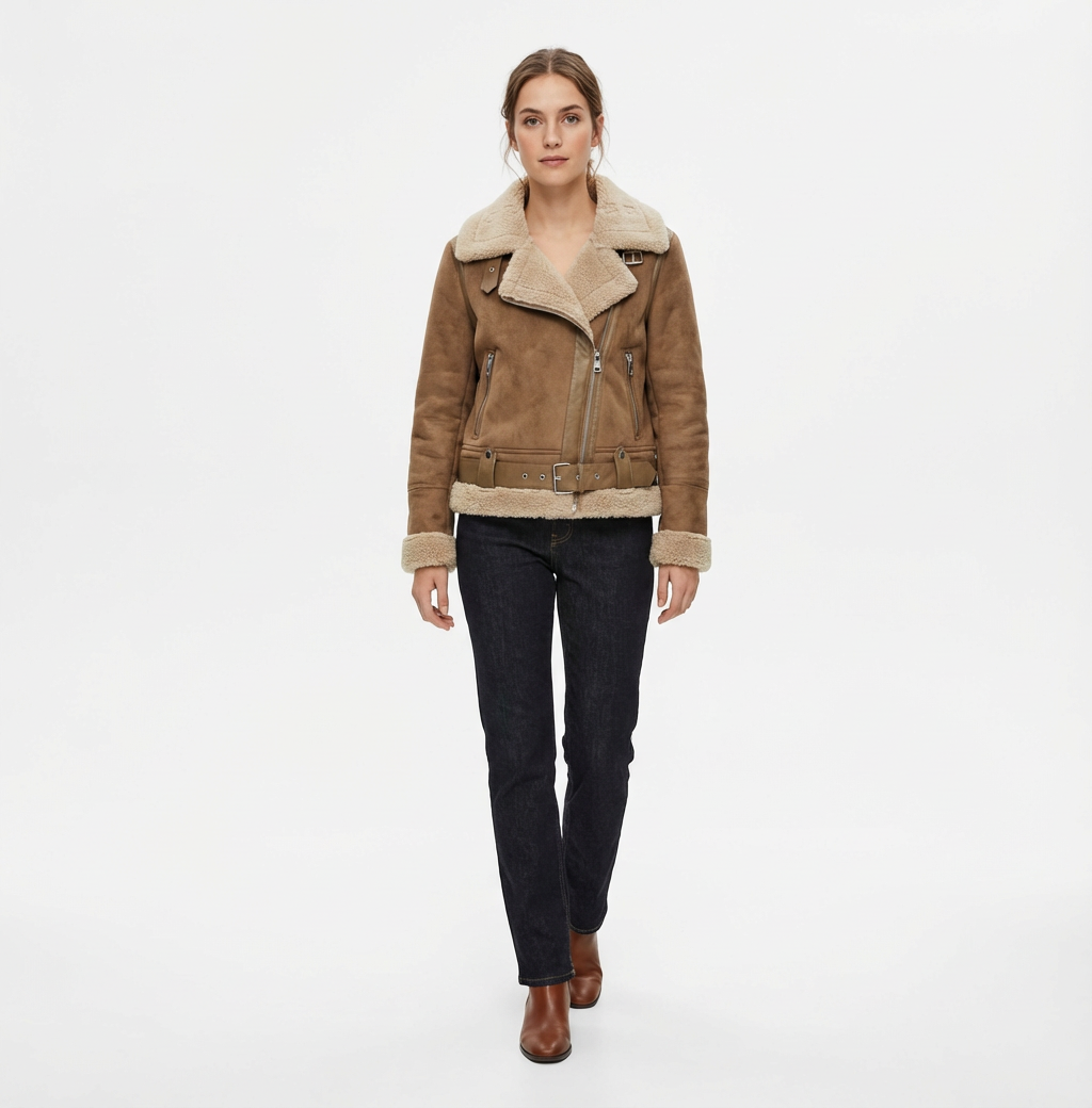 Aurelia - Sherpa-Lined Aviator Jacket