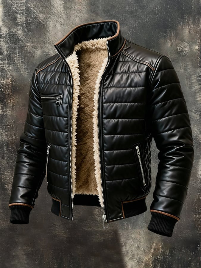 Aldrin - Quilted Sherpa-Lined Jacket in Black