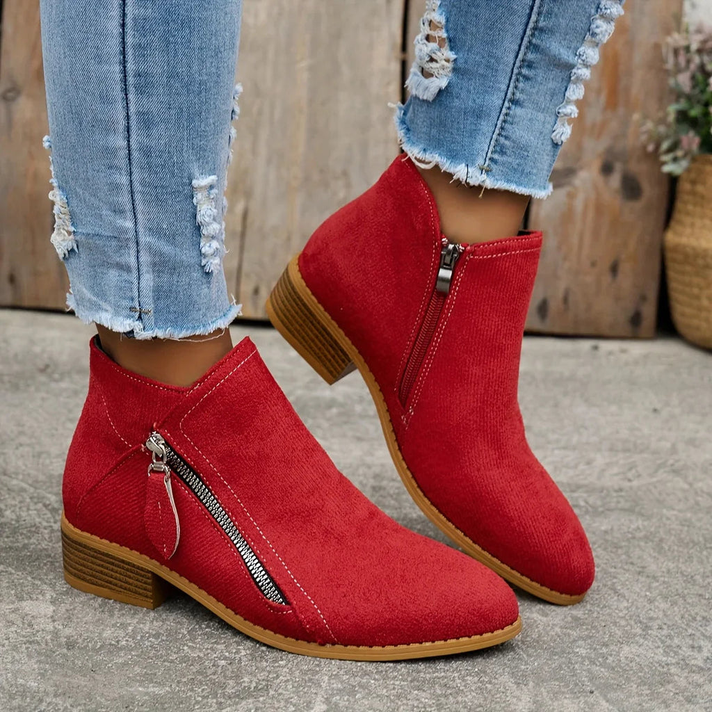 Azeya - Leather-Look Arch-Support Comfort Boots