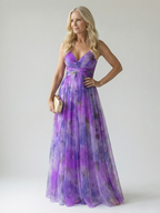 Izel watercolor floral maxi dress in purple