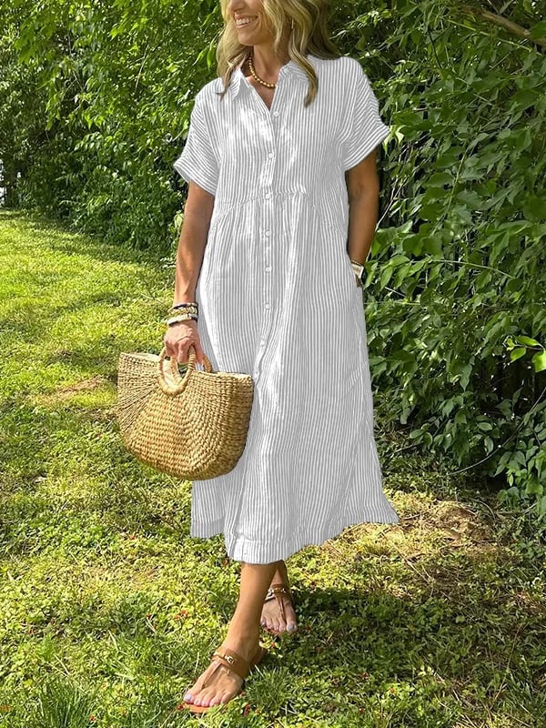 Anjie - Buttoned Cotton Maxi Dress