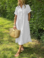 Anjie - Buttoned Cotton Maxi Dress