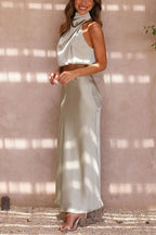 Jillian - Satin Top and Skirt Set