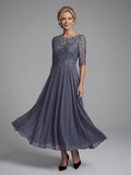 Amelia - Lace Midi Dress With Sheer Sleeves