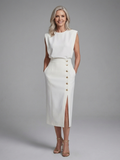 Madison - Asymmetrical Midi Dress With Short Sleeves