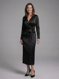 Louzette - Long Sleeve Midi Dress With Side Closure