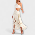 Valerie - Fringe Maxi Dress with Cutouts