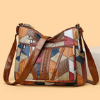Carly - Geometric Patchwork Vegan Leather Handbag