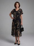 Seren - Abstract Midi Dress With Short Sleeves