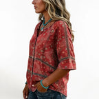 Fellie - Vintage Ethnic Print Blouse