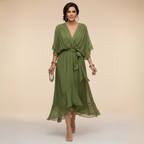 Nica - Elegant V-Neck Chiffon Dress