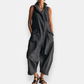 Brooke - Relaxed Sleeveless Utility Jumpsuit in Black