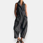 Brooke - Relaxed Sleeveless Utility Jumpsuit in Black