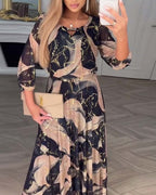 Hailie - Flowing Chiffon Maxi Dress with Print