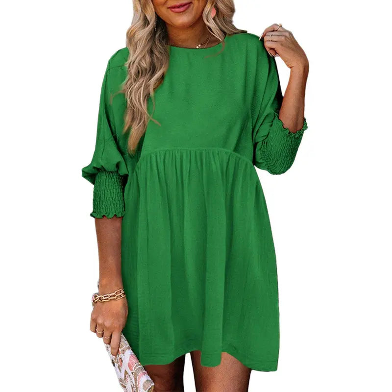 Luna - Casual Loose Fit Short Sleeve Mini Dress